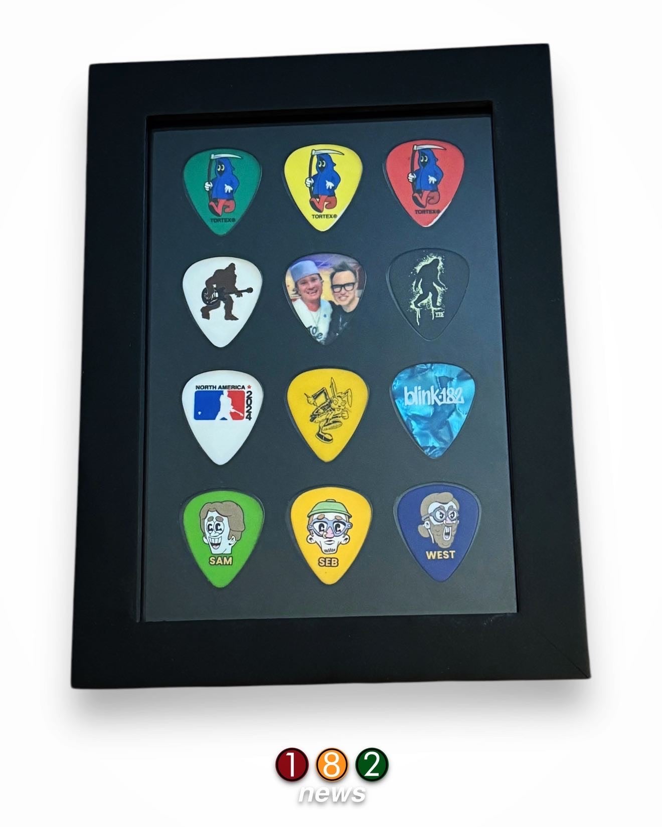 5" x 7" BLACK Vertical Guitar Pick Display - Holds 12 Standard Guitar Picks