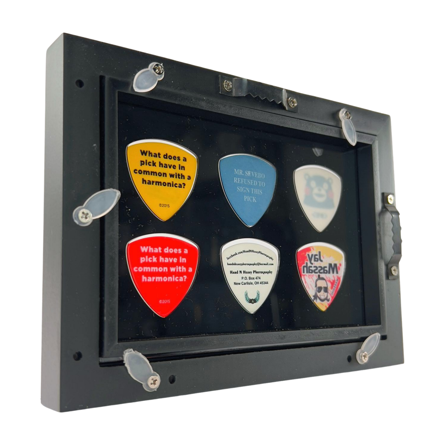 4" x 6" BLACK Horizontal - Holds 6 BASS Guitar Picks