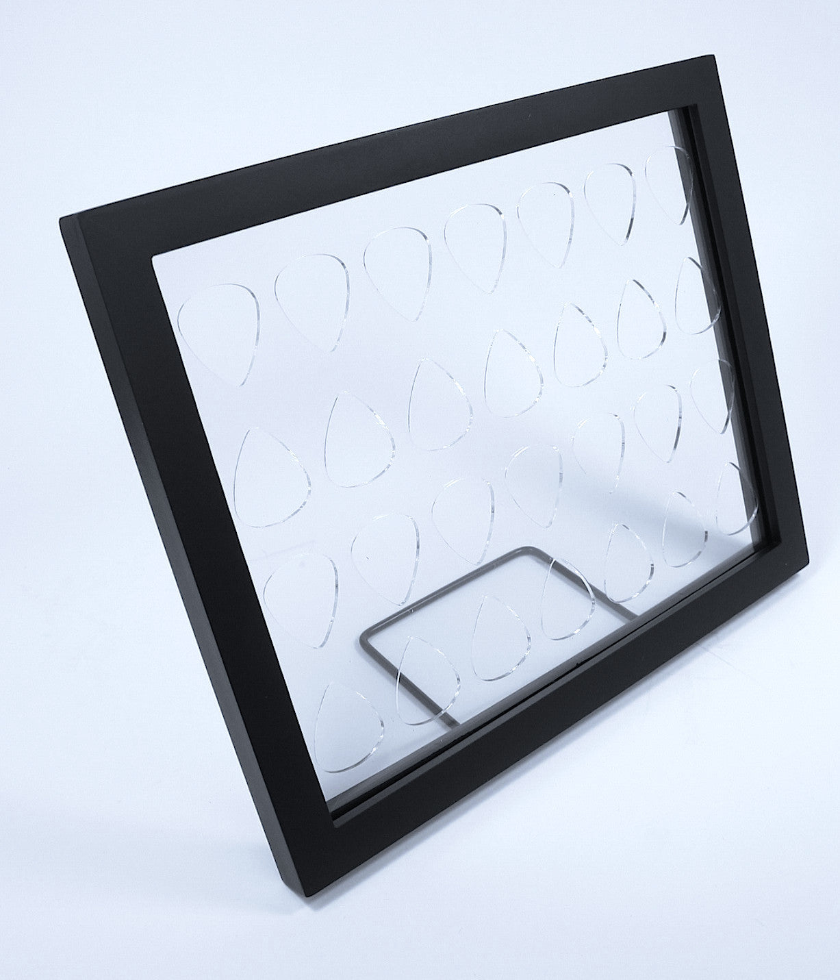 8" x 10" Mirror Horizontal Guitar Pick Display Frame - CLEAR - Holds 28 Standard Guitar Picks