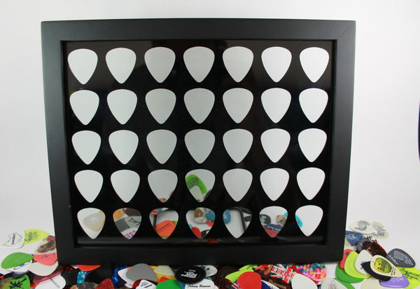 8 X 10 Horizontal Guitar Pick Display Frame Black Holds 35 Guita