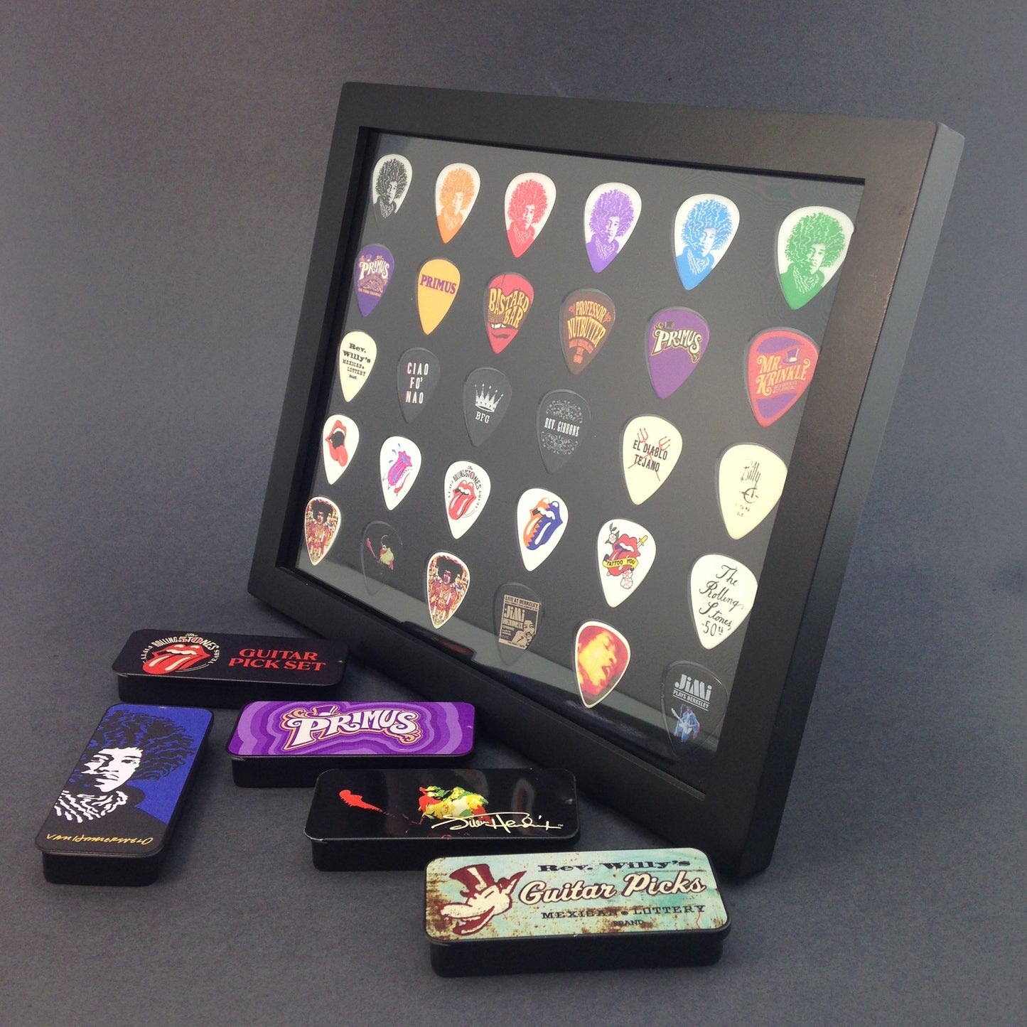 8" x 10" Horizontal Guitar Pick Display Frame - Black - HOLDS 30 PICKS