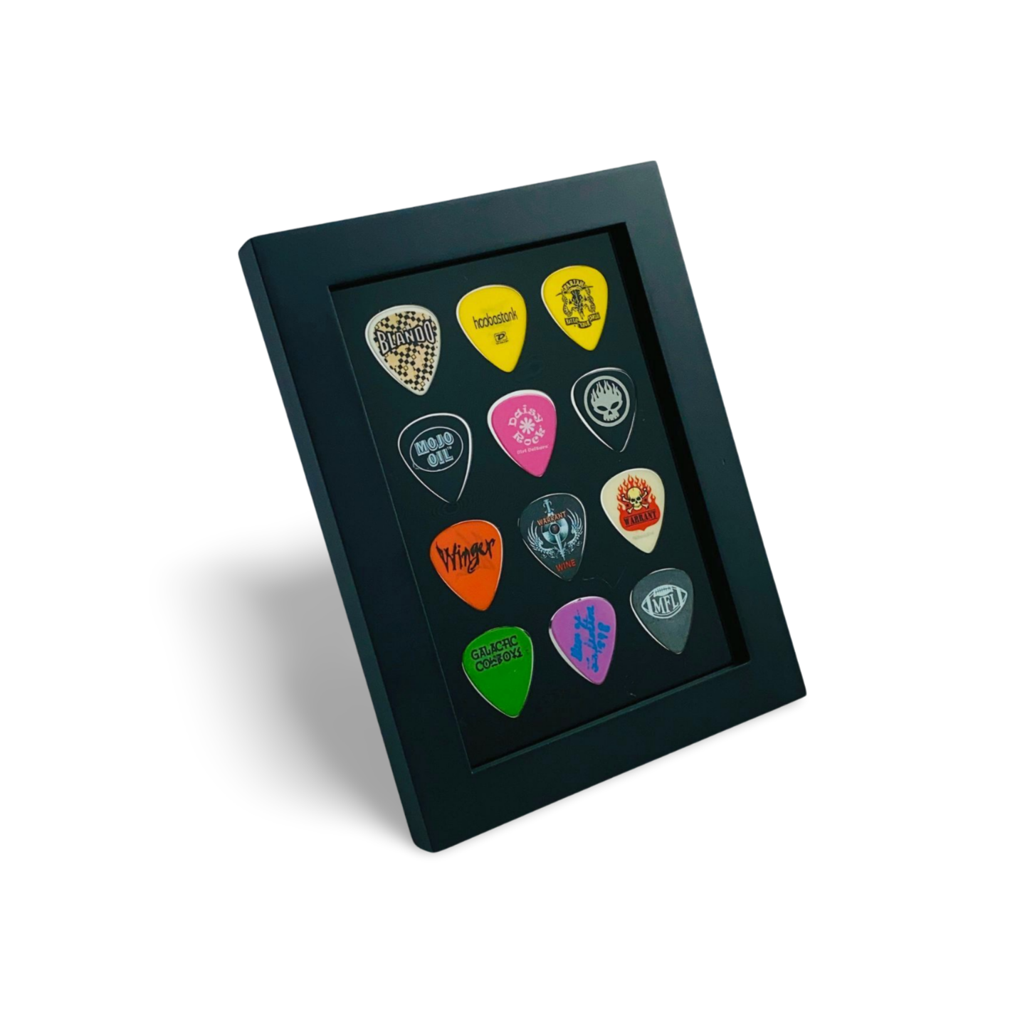 5" x 7" BLACK Vertical Guitar Pick Display - Holds 12 Standard Guitar Picks