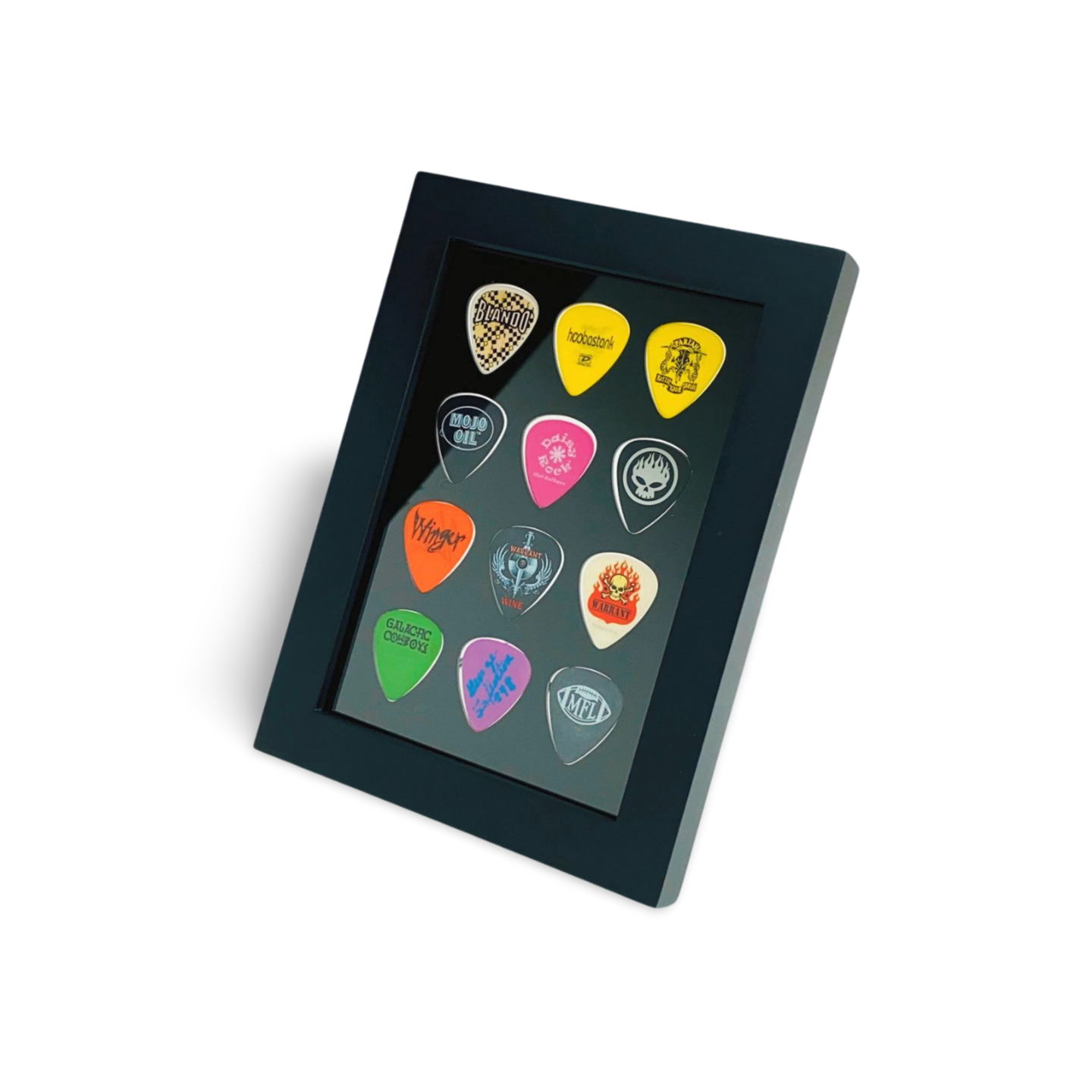 5" x 7" BLACK Vertical Guitar Pick Display - Holds 12 Standard Guitar Picks