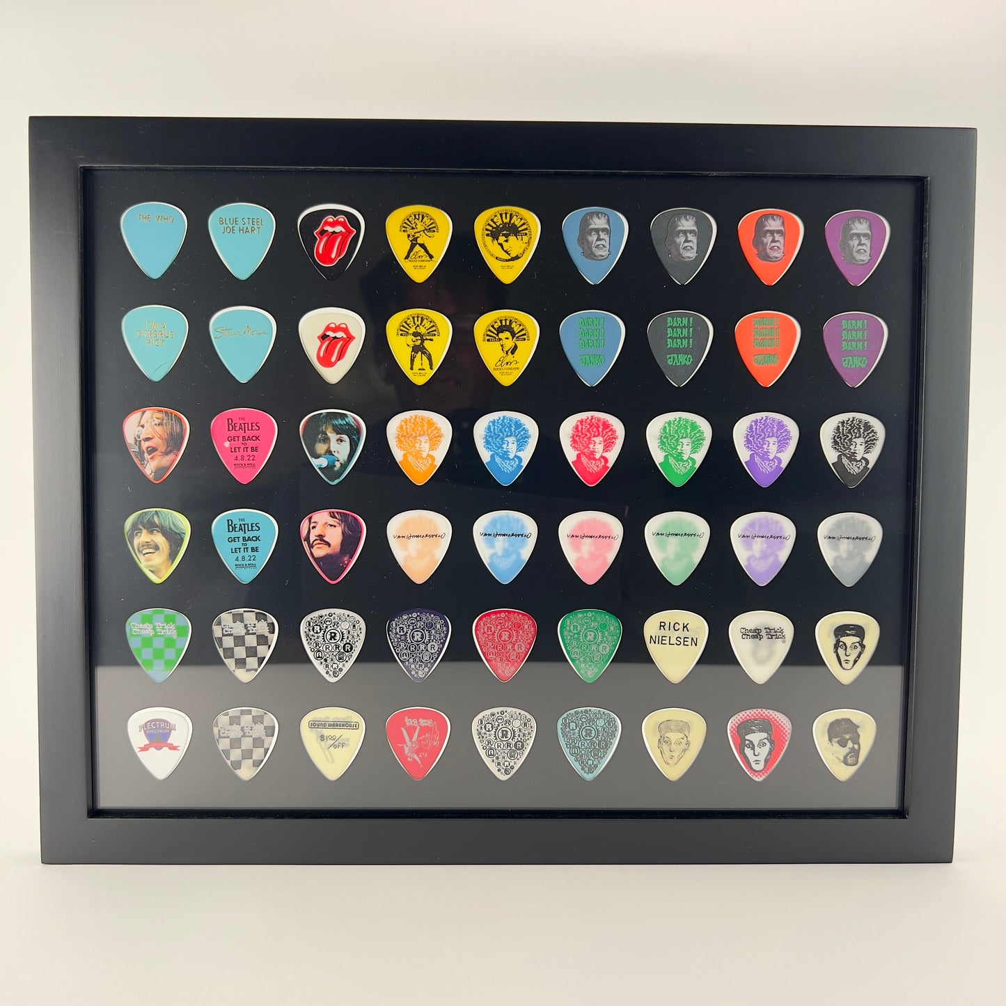 Black 11" x 14" Guitar Pick Display - Holds 54 Picks - FRAME INCLUDED!