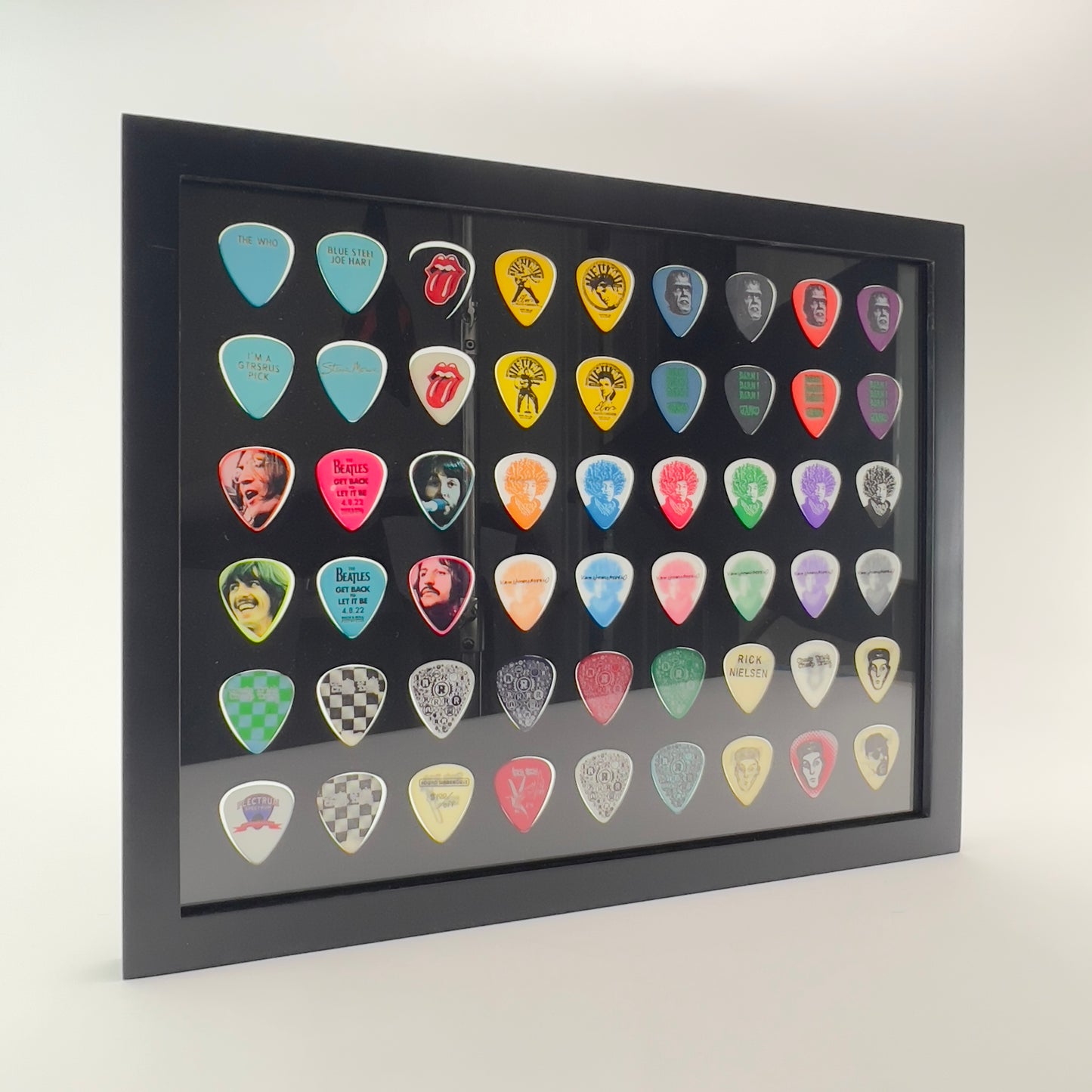 Black 11" x 14" Guitar Pick Display - Holds 54 Picks - FRAME INCLUDED!