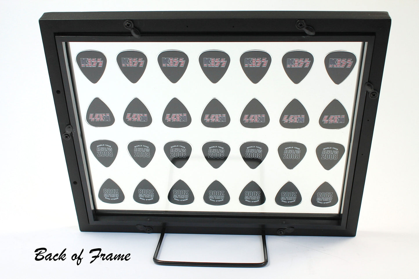8" x 10" Mirror Horizontal Guitar Pick Display Frame - CLEAR - Holds 28 Standard Guitar Picks