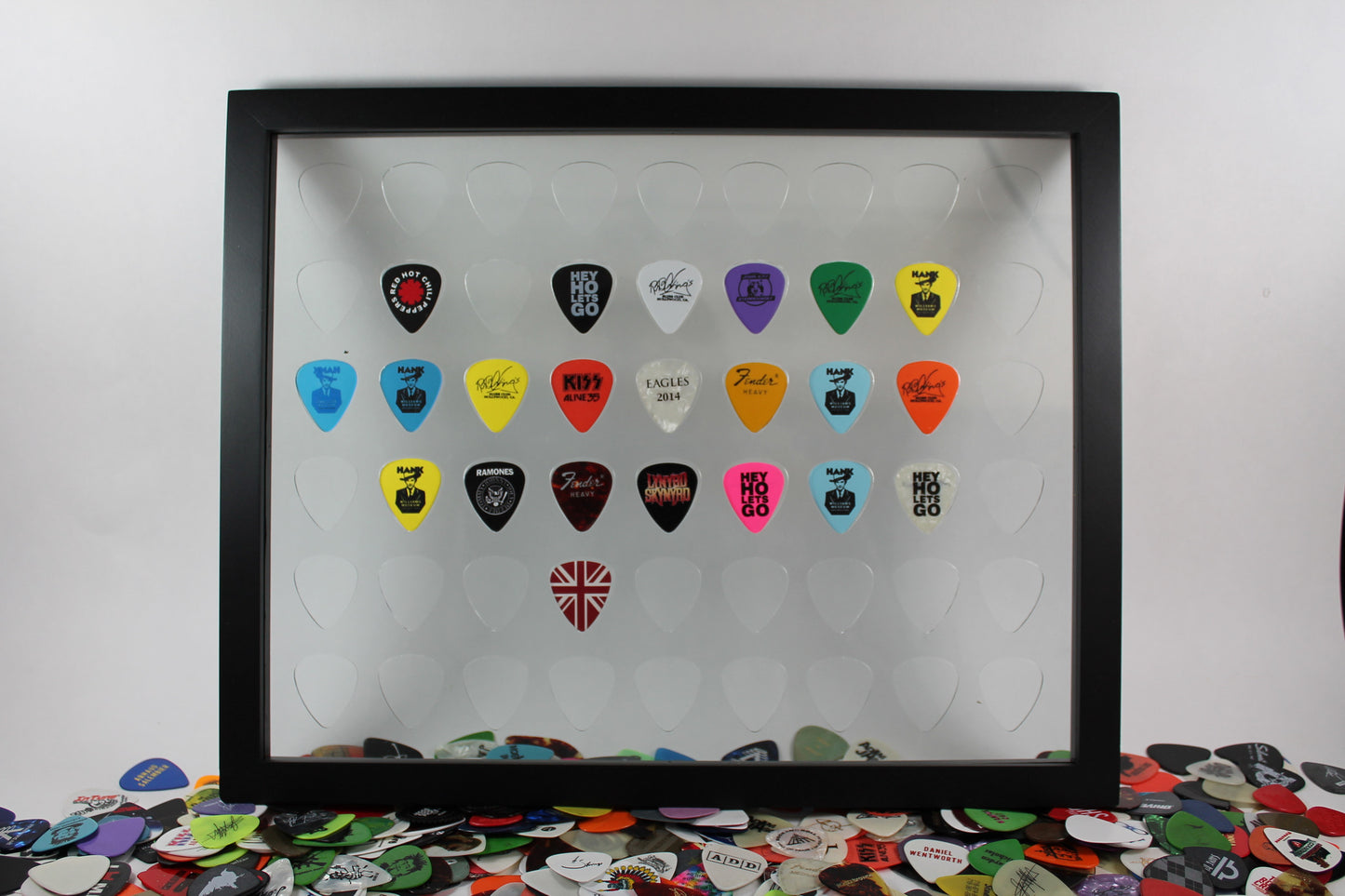 11" x 14" Horizontal Insert - NO FRAME - Holds 54 Standard Guitar Picks - CLEAR/BLACK