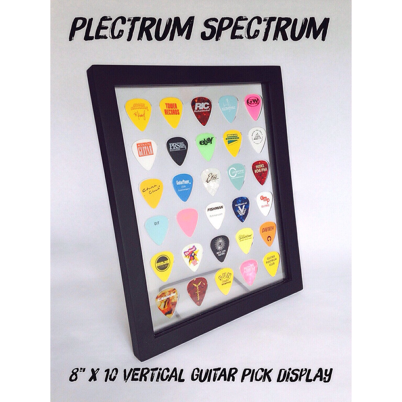 8" x 10" Vertical Guitar Pick Display Frame - CLEAR - Holds 30 Guitar Picks