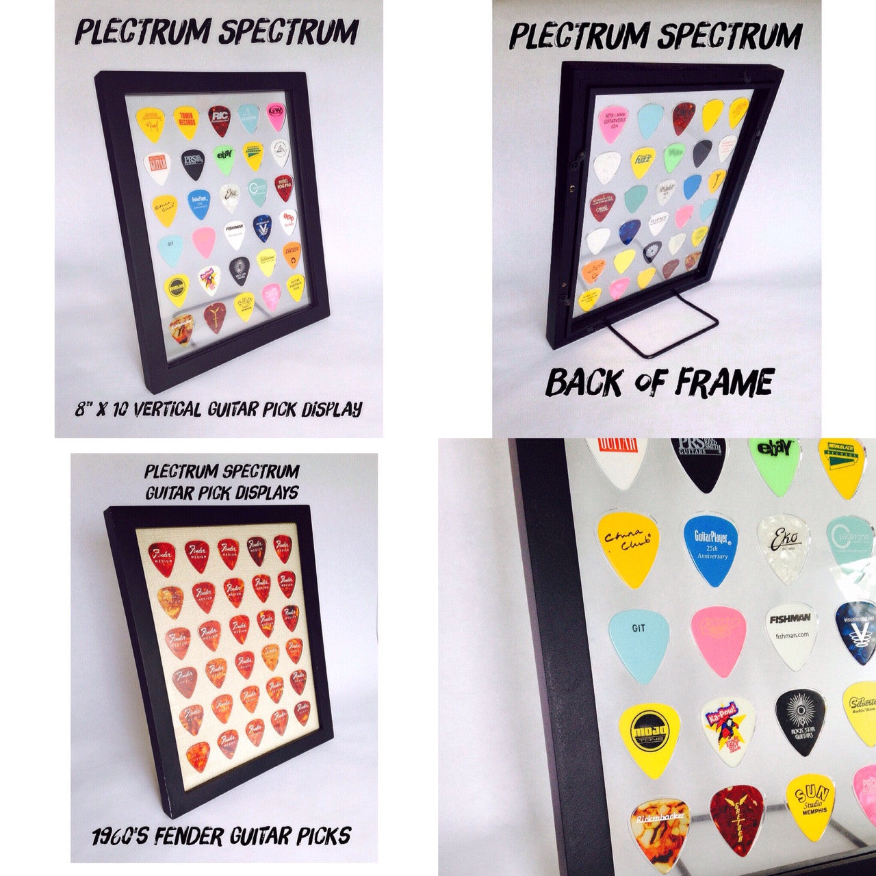 8" x 10" Vertical Guitar Pick Display Frame - CLEAR - Holds 30 Guitar Picks