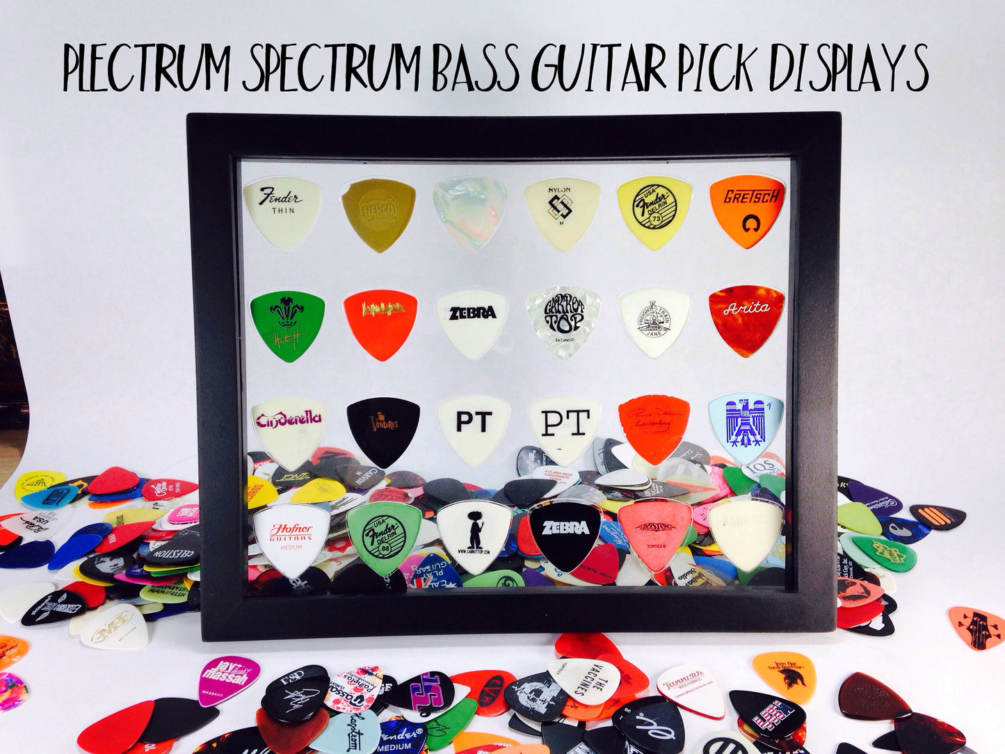 8" x 10" Horizontal Guitar Pick Display Frame - CLEAR - Holds 24 Bass Guitar Picks