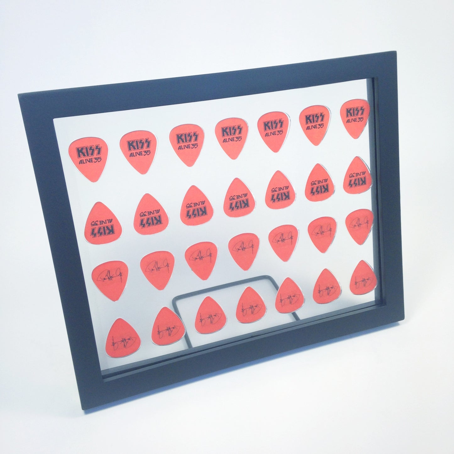 8" x 10" Mirror Horizontal Guitar Pick Display Frame - CLEAR - Holds 28 Standard Guitar Picks