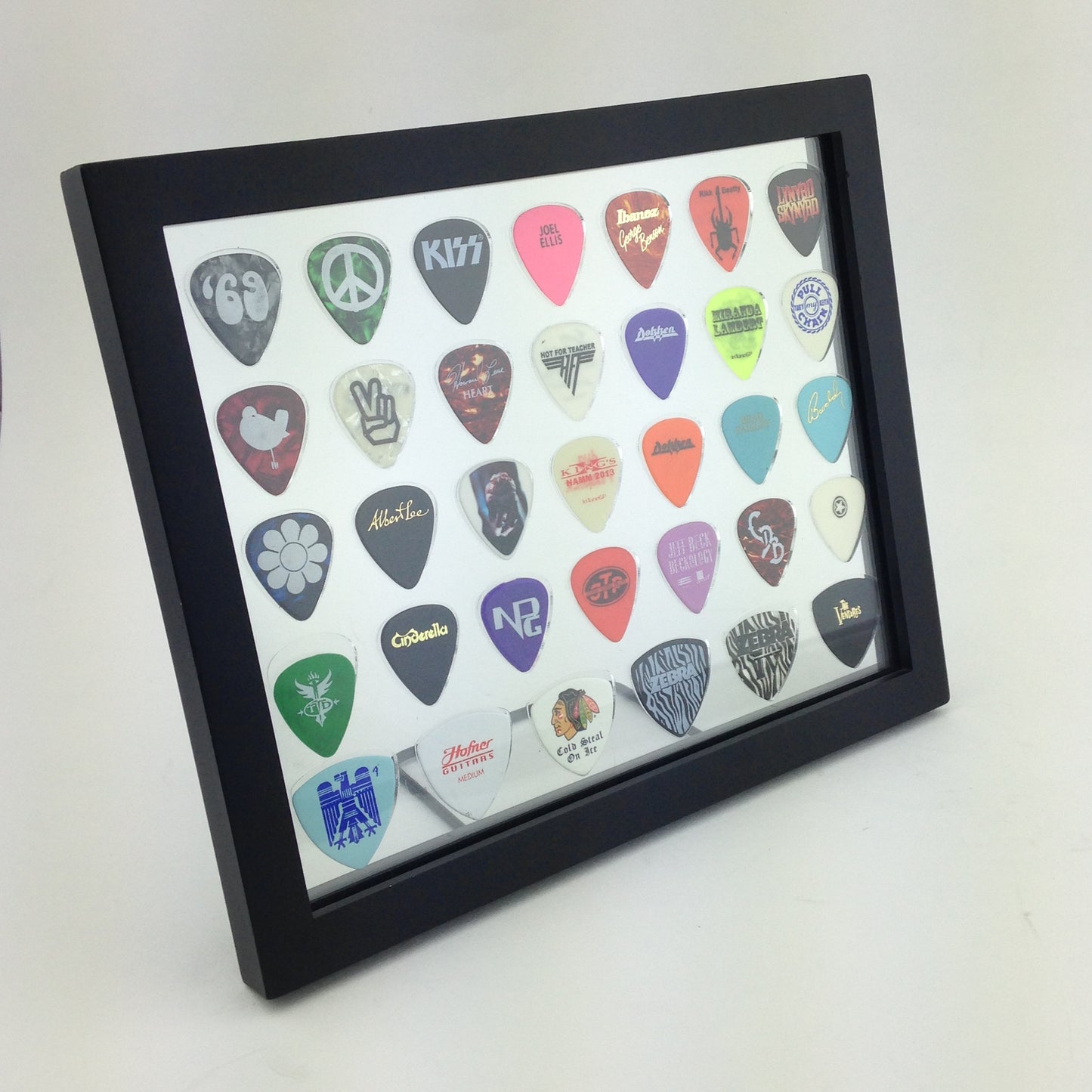 8" x 10" COMBO Horizontal Guitar Pick Display Frame - CLEAR - Holds 28 Regular BASS Picks and 6 Bass Guitar Picks