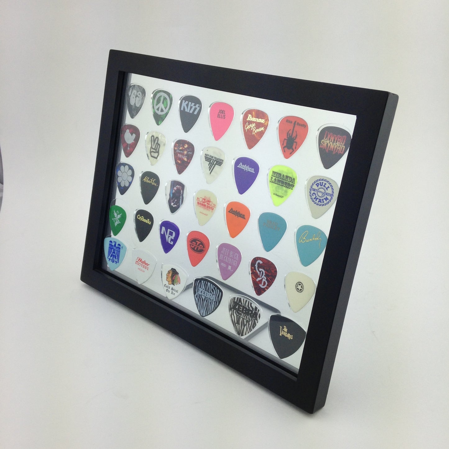 8" x 10" COMBO Horizontal Guitar Pick Display Frame - CLEAR - Holds 28 Regular BASS Picks and 6 Bass Guitar Picks