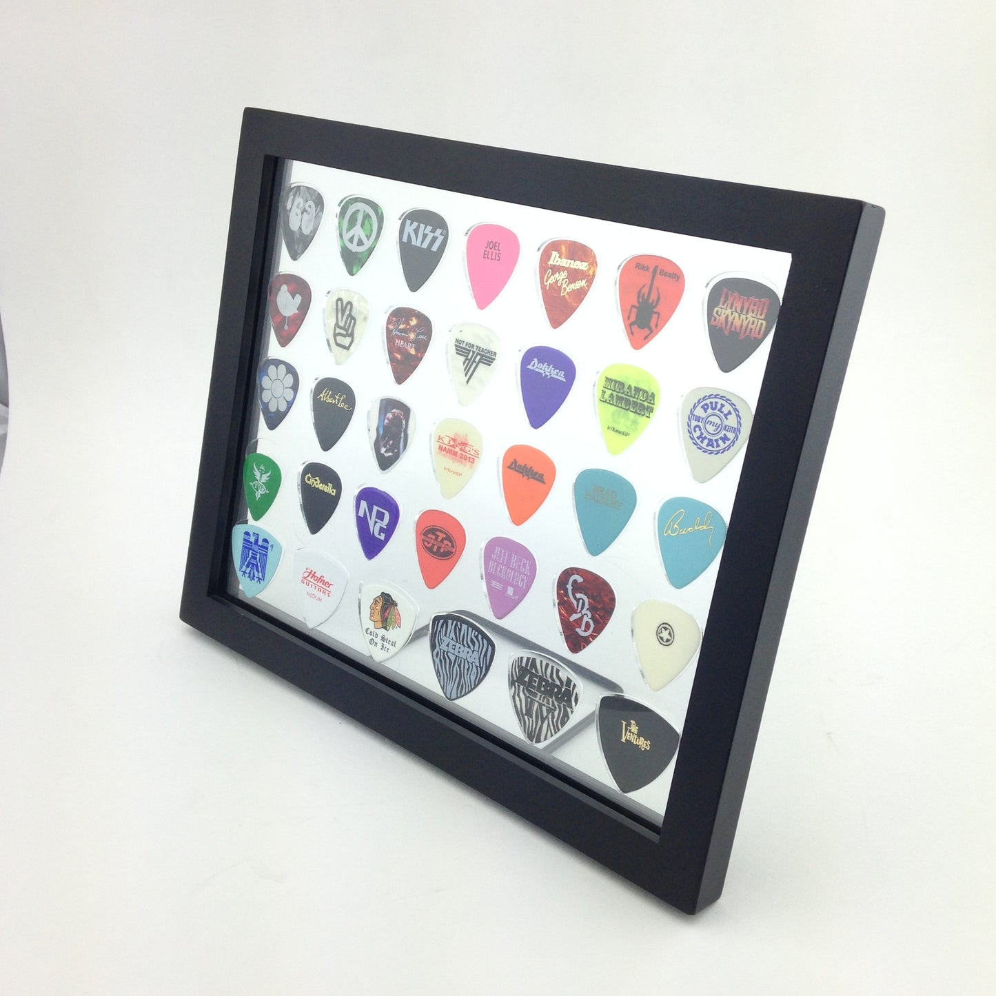 8" x 10" COMBO Horizontal Guitar Pick Display Frame - CLEAR - Holds 28 Regular BASS Picks and 6 Bass Guitar Picks