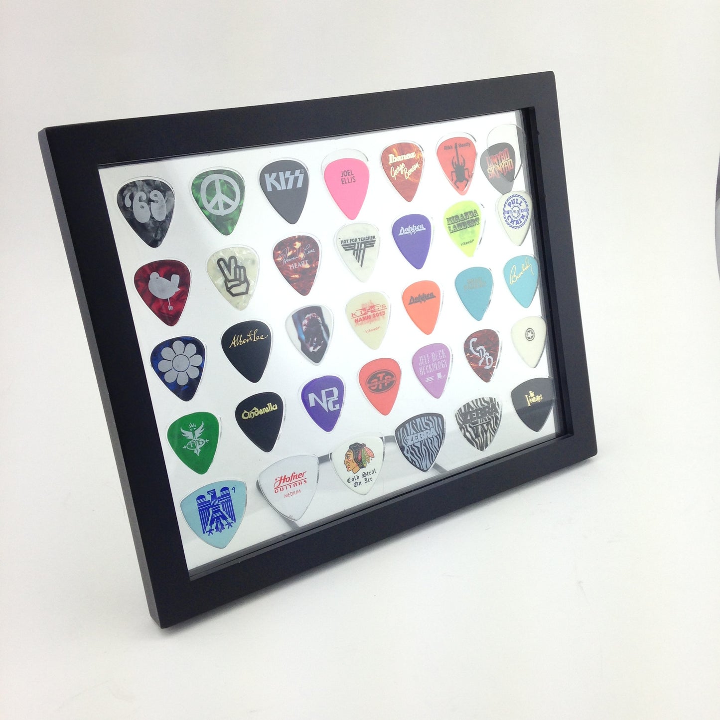 8" x 10" COMBO Horizontal Guitar Pick Display Frame - CLEAR - Holds 28 Regular BASS Picks and 6 Bass Guitar Picks