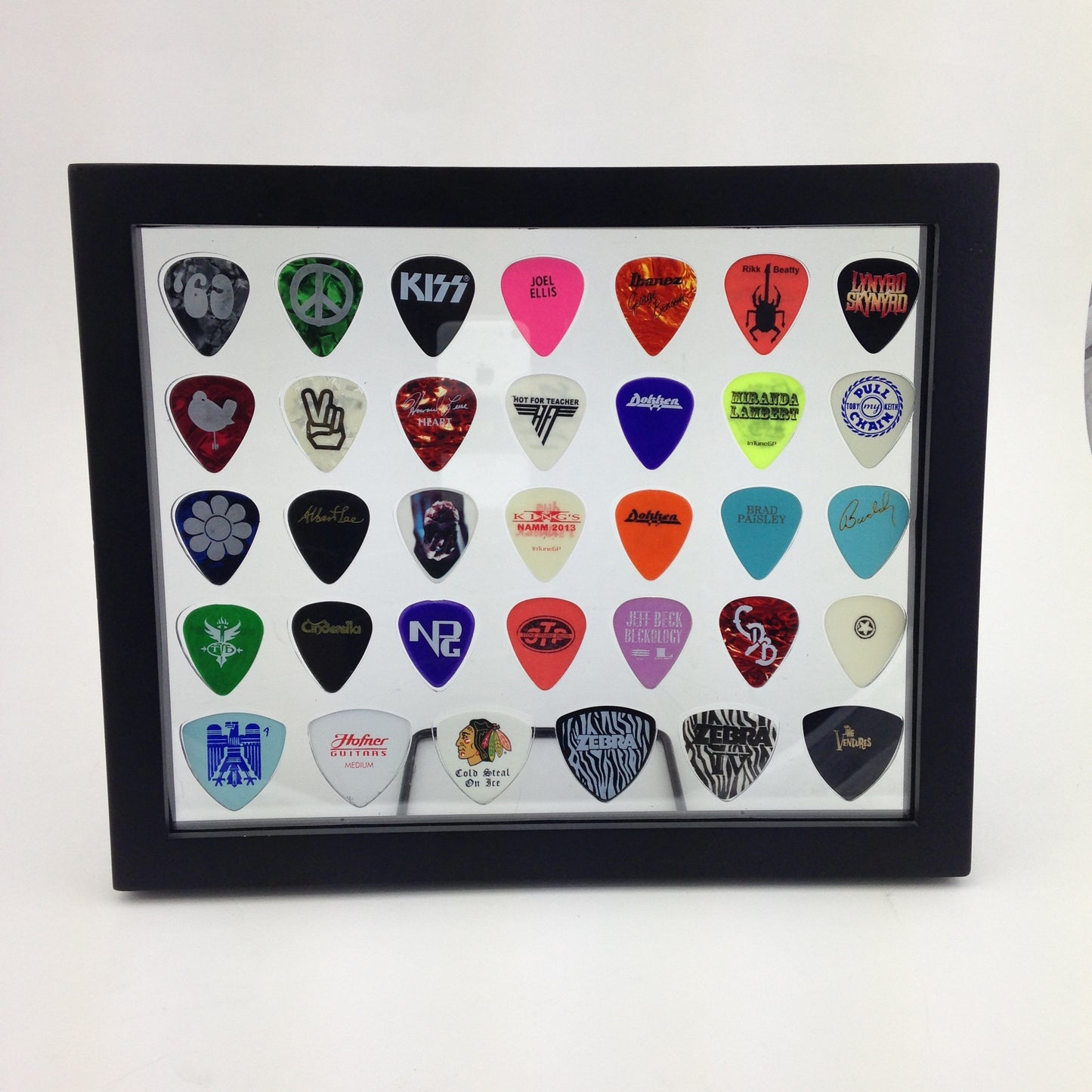 8" x 10" COMBO Horizontal Guitar Pick Display Frame - CLEAR - Holds 28 Regular BASS Picks and 6 Bass Guitar Picks